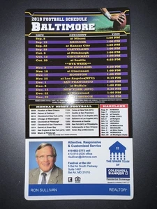 2019 BALTIMORE RAVENS NFL FOOTBALL SCHEDULE MAGNET - COLDWELL BANKER R SULLIVAN - Picture 1 of 1