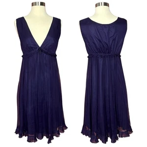 Vintage Y2K 2000s Purple Whimsigoth Deep V-Neck Babydoll Dark Fairy Silk Small - Picture 1 of 7