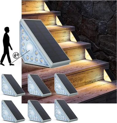 New Motion Sensor Stair Solar Light Outdoor Waterproof 10D Solar Step Warm Light - Image 1 of 4