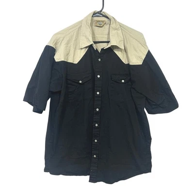 Moda Tech Western Snap Shirt XLT Two Tone Black Tan Cowboy Rodeo Workwear - Image 1 of 4