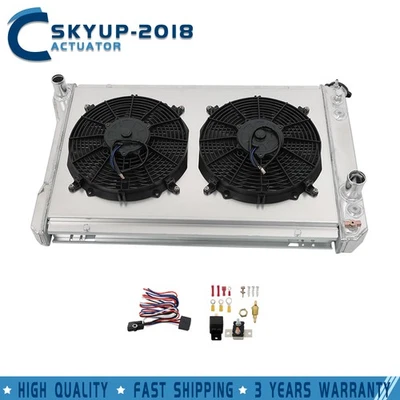 Radiador de 3 filas + ventilador de cubierta + kit de termostato para Chevy Camaro Pontiac Firebird 82-92 Foto 1 de 4