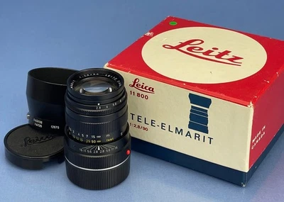 LEICA LEITZ TELE-ELMARIT 90MM F2.8 M THIN VER. 2 ELC 11800 LENS +BLACK IUFOO - Image 1 of 4