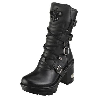 New Rock M-NEOTYRE05-S1 Stivali Platform in Pelle Nera Unisex - 39 EU - Immagine 1 di 4