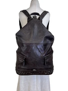 JIMMY CHOO Fitzroy grün braun Leder Rucksack Sterne Nieten passt Laptop + Quittung - Bild 1 von 24