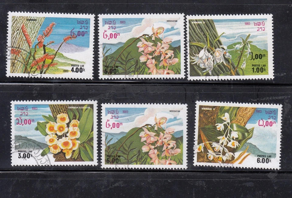 LAOS 1983 Sc.#467-72 TROPICAL FLOWERS set of 6 stamps CTO - Image 1 of 1