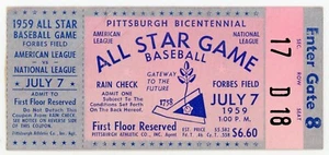 Boleto del Juego de Estrellas 1959 Forbes Field Pittsburgh en muy buen estado/excelente estado - Imagen 1 de 2