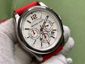 MICHAEL KORS MK-8523 White Dial CHRONOGRAPH DATE 10 ATM S/S QUARTZ MEN'S WATCH - Picture 1 of 19