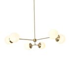 6 Globe Brass Chandelier - Handmade Brass 3 Arm Ceiling Light fixture Sputnik