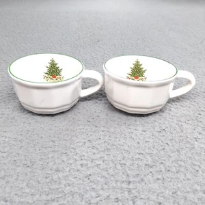 Pfaltzgraff Christmas Heritage Cups Set of 2 Holiday Dishes Tree Train Vintage - Picture 1 of 9