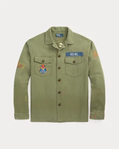 $398 Polo Ralph Lauren Peace Love Polo Espiga Sarga Sobrecamisa | Verde | L - Imagen 1 de 23