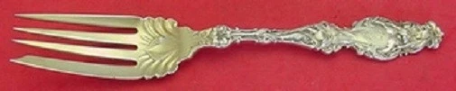 Lily by Whiting Sterling Silver Cold Meat Fork Gold Washed 7 5/8" - Image 1 of 1