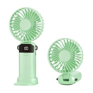 Ventilatore Display Digitale LED 1pz VERDE con Velocità Regolabile, USB Ricaricabile - Foto 1 di 6