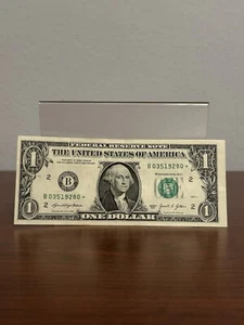 2021 STAR NOTE $1 ONE DOLLAR FANCY SERIAL (B) В03519280* - Currency Print Error - Picture 1 of 8