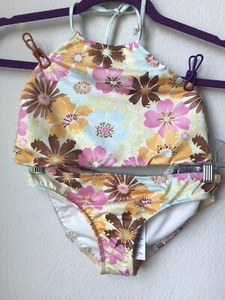 GIRLS BILLABONG MULTI/FLOWER POWER REV HIGH NECK BIKINI SET REVERSIBLE TOP 14 NW - Picture 1 of 10