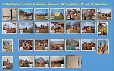 24 Original France Kino Aushangfotos - AHF - Winnetou Teil 1 + Werbeumschlag - Bild 1 von 4