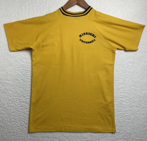 Vintage 70s 80s Single Stitch Missouri Tigers Mizzou T Shirt Mens L Velva Sheen Cover