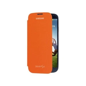 ETUI OFFICIEL FOLIO A RABAT SAMSUNG GALAXY S4 ORANGE ECO-CUIR (TPU) - Photo 1 sur 4