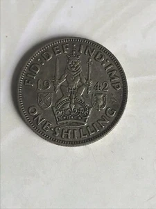 1942 1 Shilling - George VI Silver 500) 5.66 g ⌀ 23.5 mm KM# 854, Sp# 4083 - Picture 1 of 3