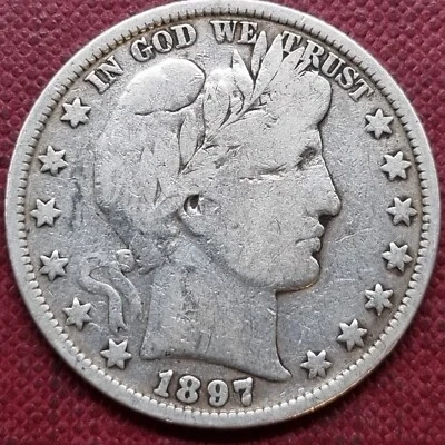 1897 Barber Half Dollar 50c Silver Coin Better Grade #89589 - Image 1 of 2