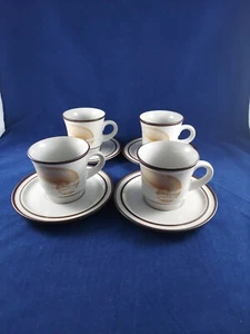 NORITAKE STONEWARE SEAVIEW 8978 ~ 4 FOOTED TEA CUPS & SAUCERS. BEAUTIFUL PIECES. - Picture 1 of 7