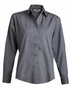 Edwards Damen Style 5363 dunkelgrau Langarm Broadcloth Shirt Größe XS - Bild 1 von 2