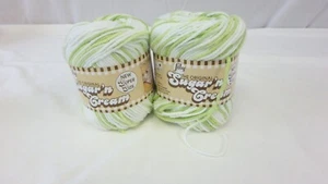 Lot Of 2 Lily Sugar 'n Cream 100% Cotton Yarn! Key Lime Pie Stripes Super Sized - Picture 1 of 3