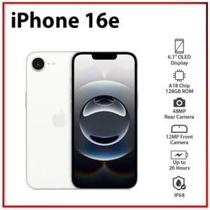(New) Apple iPhone 16e 5G 8GB+128GB WHITE Dual SIM Unlocked iOS Mobile Phone - Picture 1 of 8