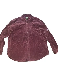 VTG Cabela's Burgundy Corduroy Trim Heavy Hunting Outdoors Shirt Men's 2XL Tall - Picture 1 of 4