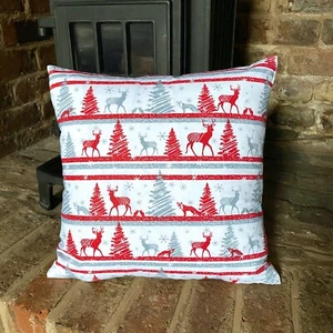 989. Christmas Trees and Deers 100% Cotton Cushion Cover Various sizes - Picture 1 of 4