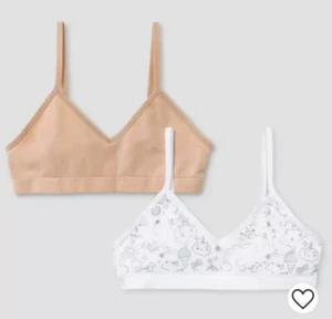 NWT Cat & Jack 2 pack Bras Girls Large 10/12 white nude CATICORN design - Picture 1 of 5