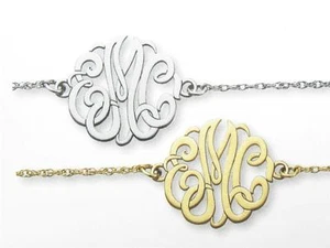 Special Order Solid 14kt Gold 3 Letter Initial Monogram Design Charm Bracelet - Picture 1 of 1