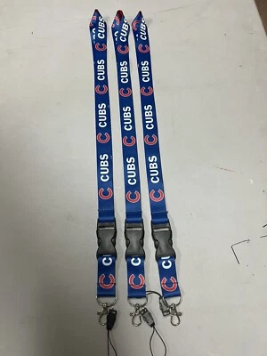 Chicago Cubs Baseball MLB Lot Of 3 Lanyard Key Ring Keychain w/ Safety Clip Id - Image 1 of 4
