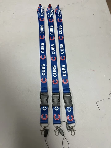 Chicago Cubs Baseball MLB Lot Of 3 Lanyard Key Ring Keychain w/ Safety Clip Id Cover