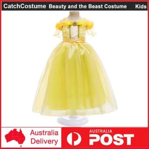 Kids Beauty and The Beast Costume Girls Princess Belle Dress Halloween Outfits - Picture 1 of 12