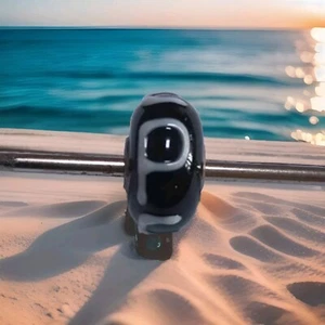 Authentic Trollbeads P E A C E Peace Black Base Unique Ooak Bead Retired HTF - Picture 1 of 7