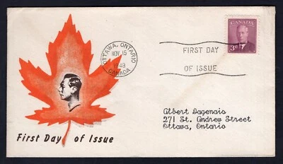 Cubierta FDC Canadá OTTAWA 1949. Cachet de hoja de arce Foto 1 de 2