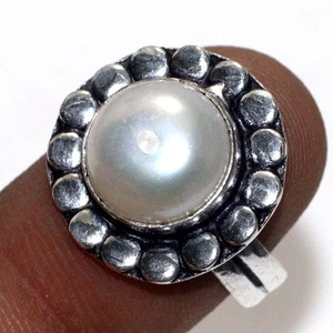 Pearl 925 Silver Plated Gemstone Handmade Ring 8" Gifts Jewelry AU Q479 - Picture 1 of 3