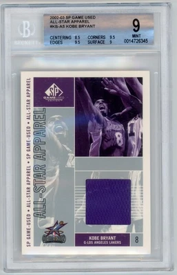 2002-03 SP Game Used KOBE BRYANT All-Star Apparel #KB-AS LAKERS HOF BGS 9 N797 - Image 1 of 3