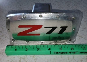 Tow Hitch Cover Plug For Chevy Silverado Z71 - Polished w/ Script Logo - Foto 1 di 4