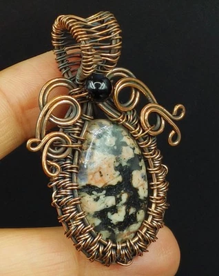 Медная проволока, обернутая медной проволокой, ювелирные изделия ручной работы, подвеска с драгоценными камнями азурит - Изображение 1 из 4