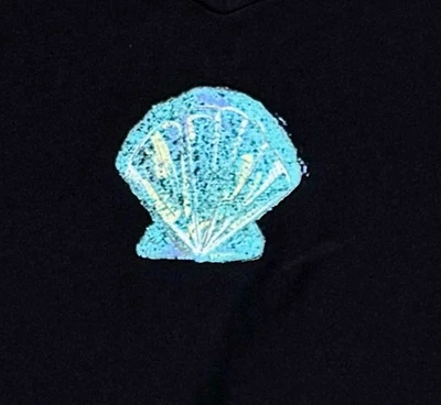 CAMISETA MED FRESH PRODUCT Negra SHELL CUELLO EN V Nueva Algodón Clásica FP Foto 1 de 2