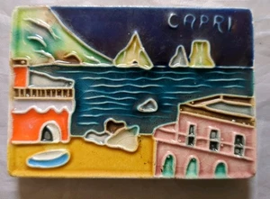 Vintage Capri Italien glasierte Keramikfliese Kühlschrankmagnet - Bild 1 von 4