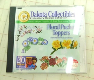 STICKMASCHINE DESIGNS CD DISK BLUMEN TASCHENAUFLEGER VON DAKOTA SAMMLERSTÜCKE - Bild 1 von 4