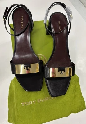 Sandalias Gigi Tory Burch para mujer 55 mm tacón perfecto negro/dorado talla EE. UU. 8,5 Foto 1 de 4