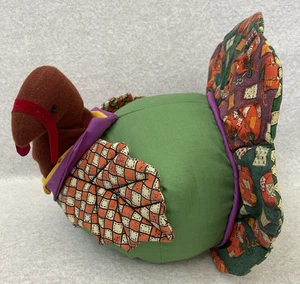 Thanksgiving Handmade Turkey Plush Centerpiece Colorful Patchwork Pattern Decor - Picture 1 of 4