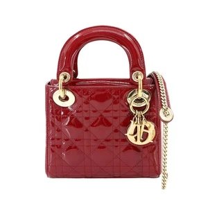 Christian Dior Lady Dior Mini Hand Shoulder Bag Patent leather Red 90296407 - Picture 1 of 11