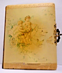 ANTIQUE VICTORIAN CELLULOID & VELVET PHOTOGRAPH ALBUM - Picture 1 of 15