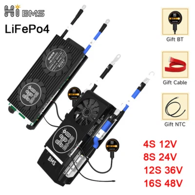 4S 12V/8S 24V/16S 48V/12S 36V 30-300A LiFePo4 Smart BMS Balance+Bluetooth Module - Image 1 of 4