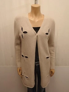 ROSA&ME Cashmere Strickjacke Gr. L Cardigan Strickmantel Kaschmir gelocht Beige - Bild 1 von 7