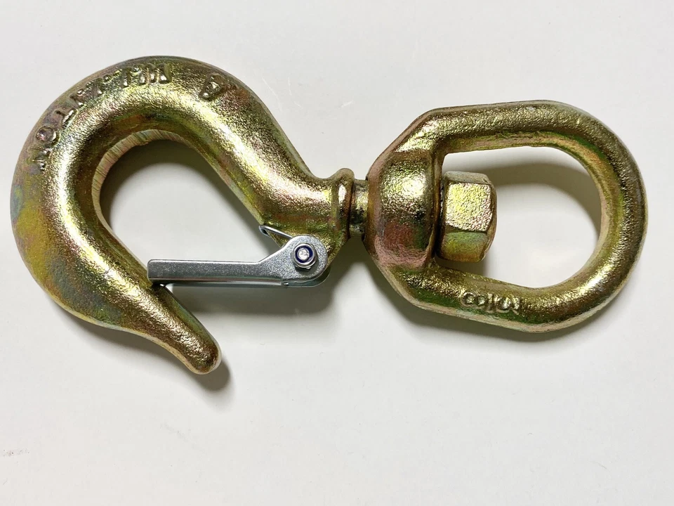 1 Ton Drop Forged Carbon Steel Swivel Eye Hook 3/8" Shackle W/ Latch G70